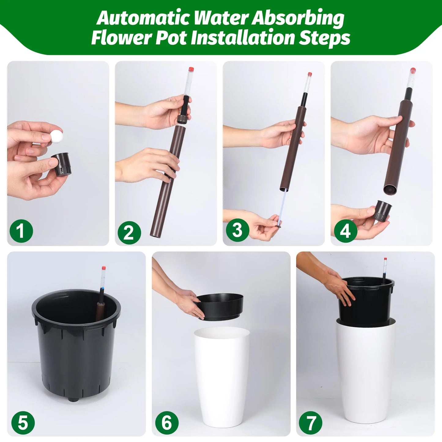 HiMISS Self-Watering Planters With Water Level Indicator