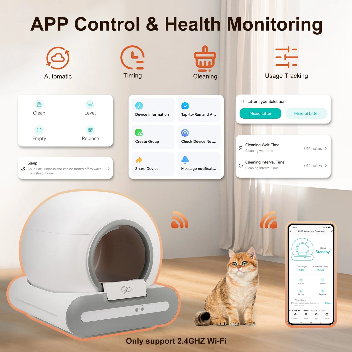 DOEL Self Cleaning Cat Litter Box With App Control