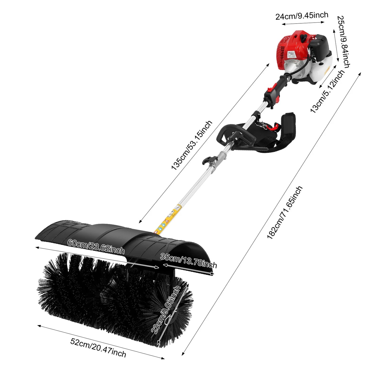 2.3HP Gas Powered Walk Behind Sweeper for Driveway and Lawn