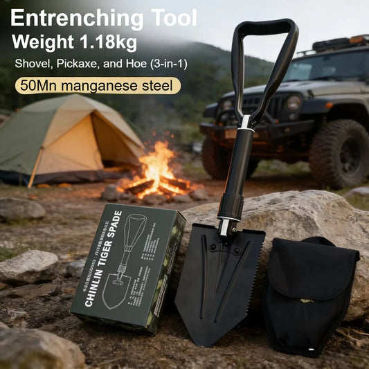 50Mn Steel Multi-Tool Folding Shovel Pickaxe