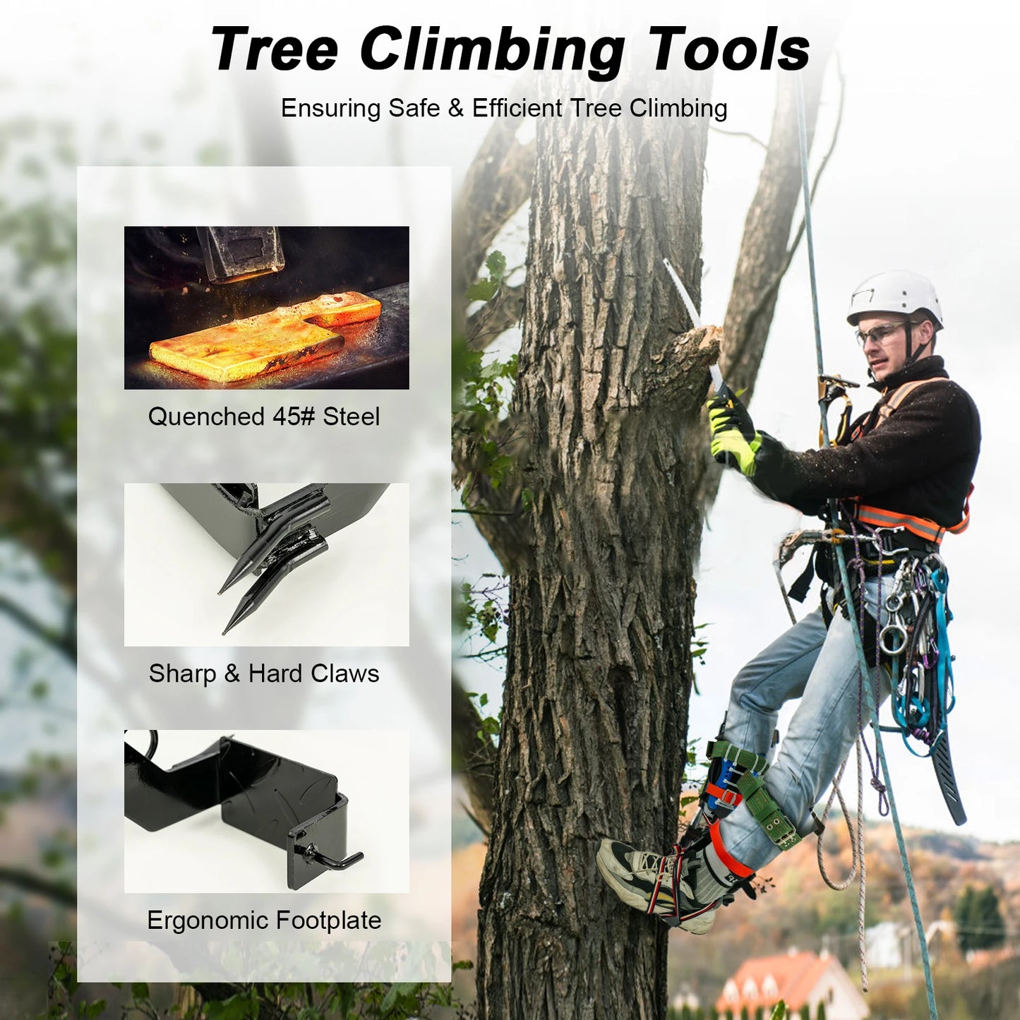 Arborist Tree Climbing Spikes Kit With Safety Belt Harness