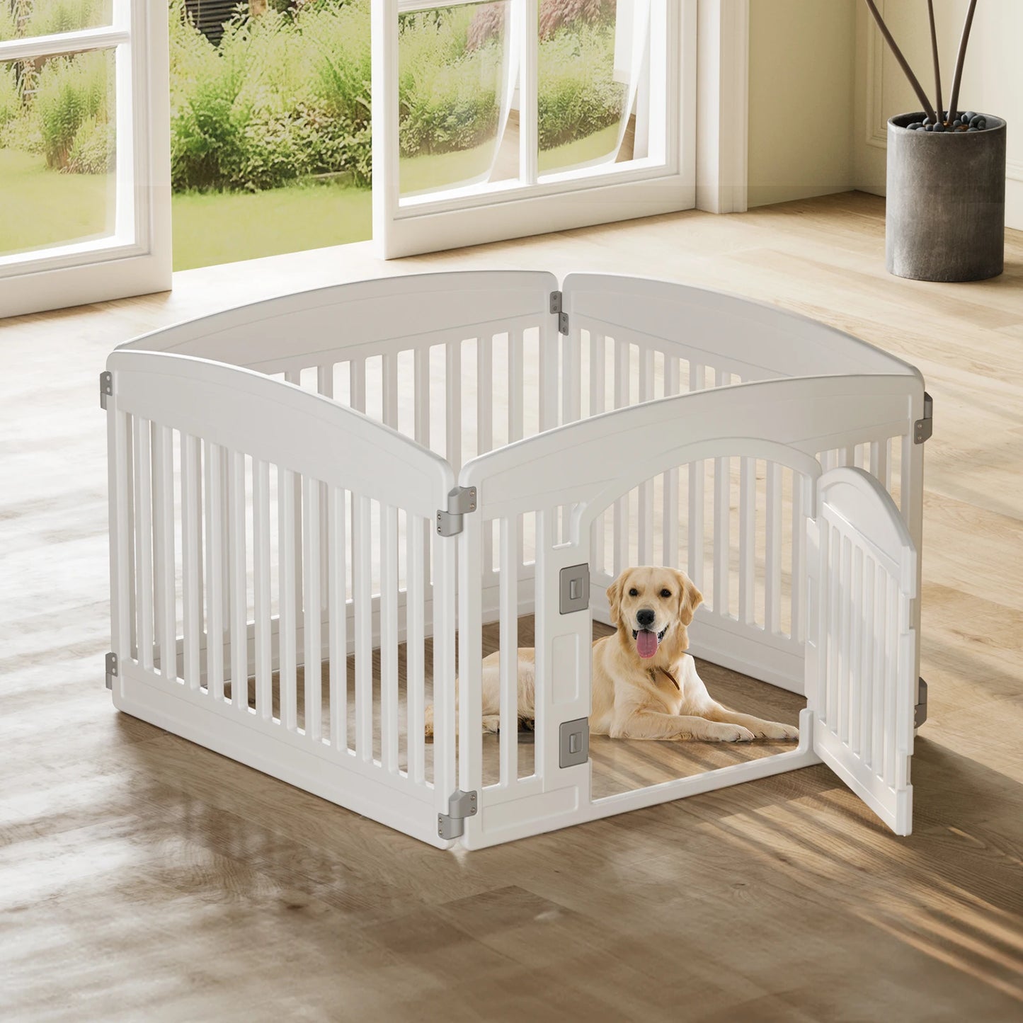 JHK Plastic Dog Playpen Expandable Portable Indoor Outdoor