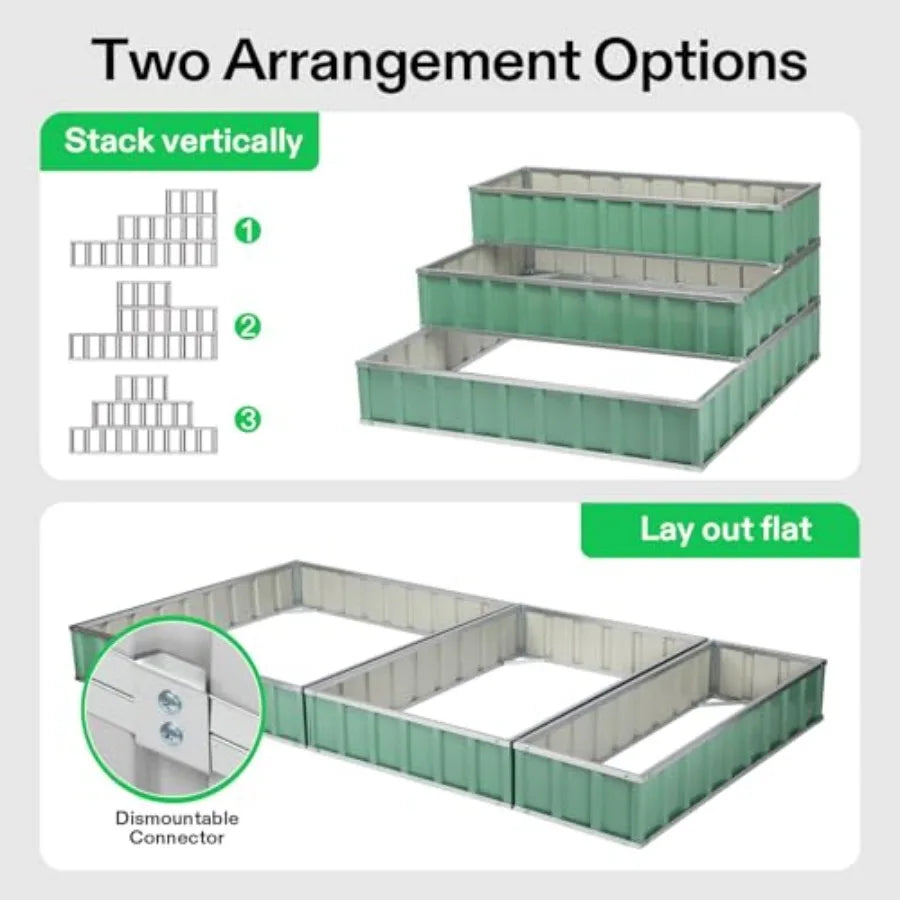 Three Tier Metal Raised Garden Bed Galvanized Steel