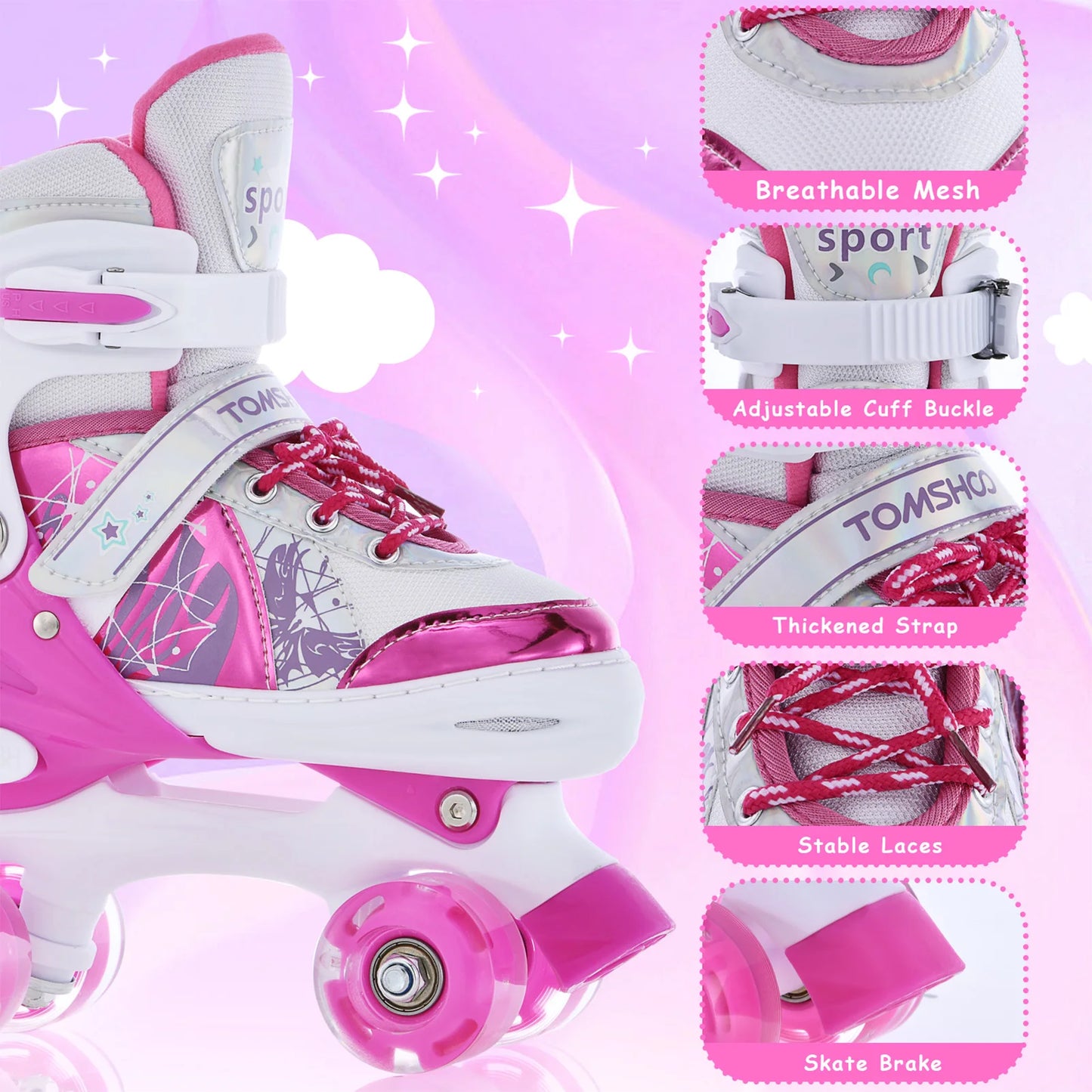 Adjustable Light Up Roller Skates For Kids