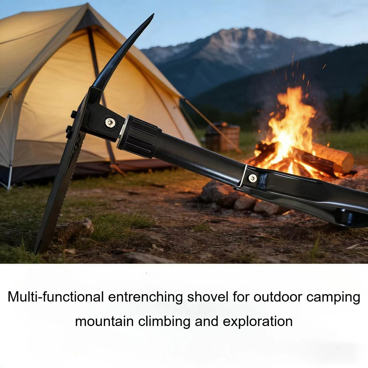 Folding 3-in-1 Entrenching Tool With Pick