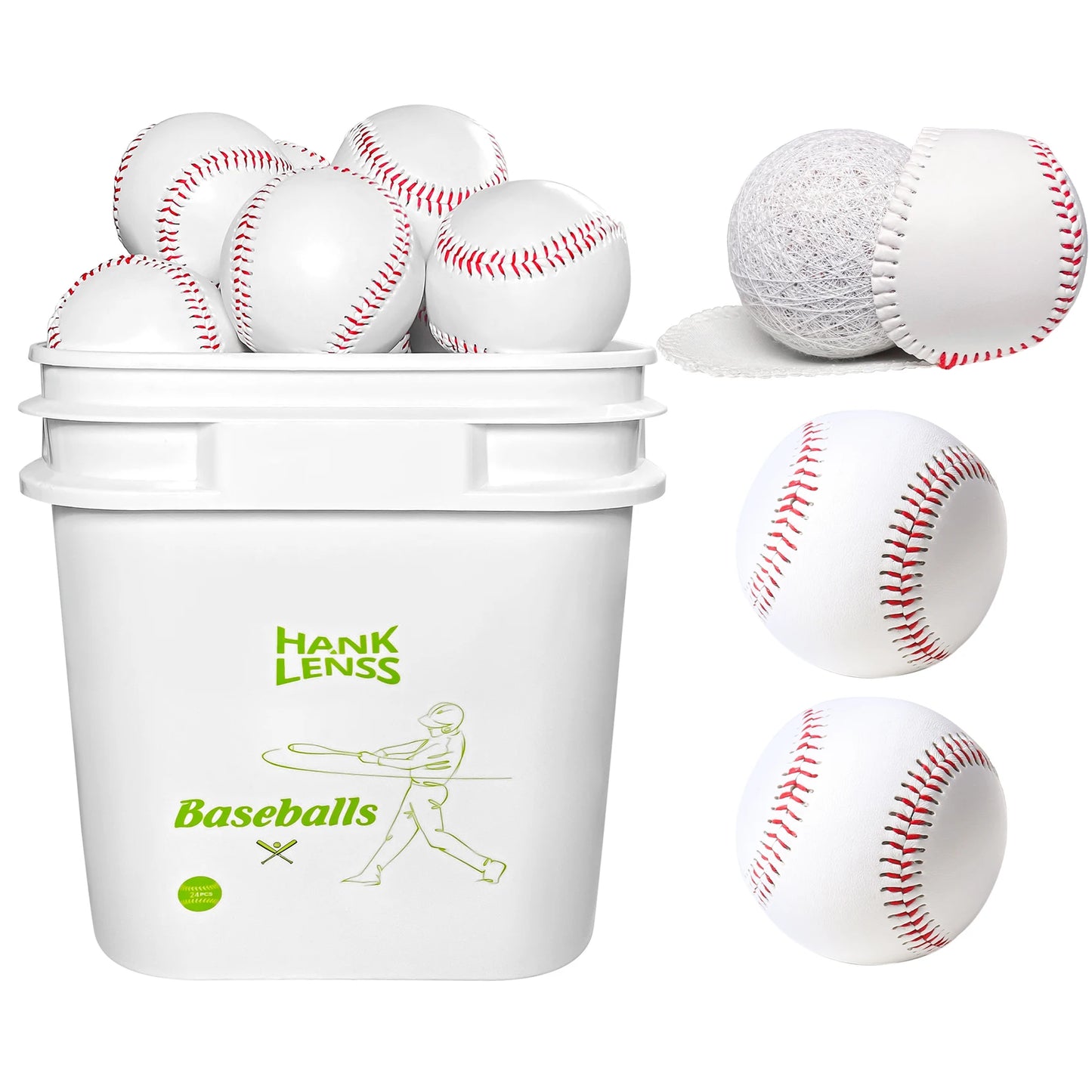 Bucket Baseballs 24 Pack Leather Covered Practice Balls