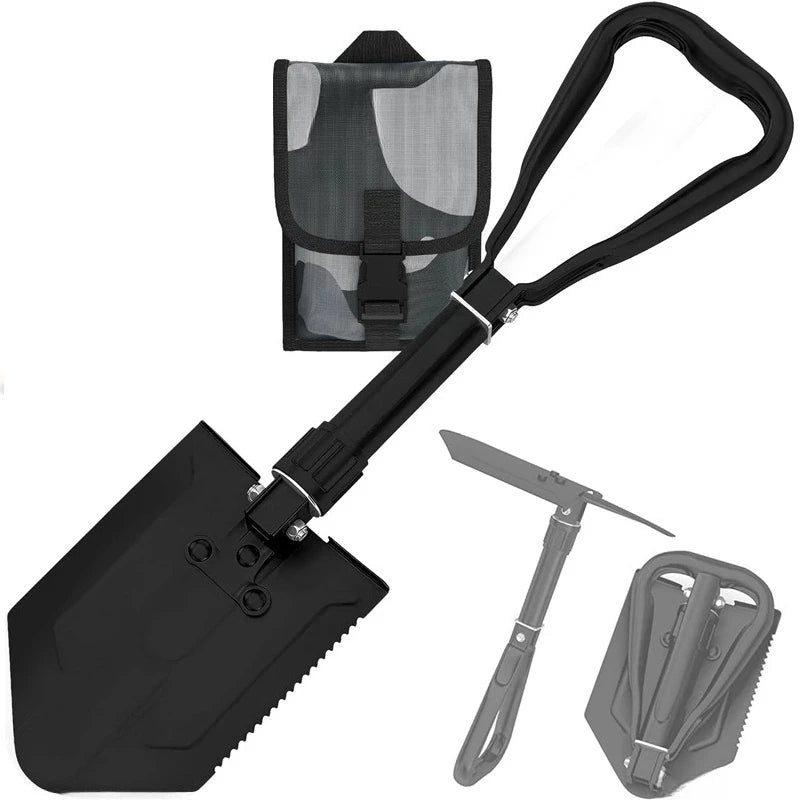 Folding Survival Shovel With Pick 50Mn Steel Tool