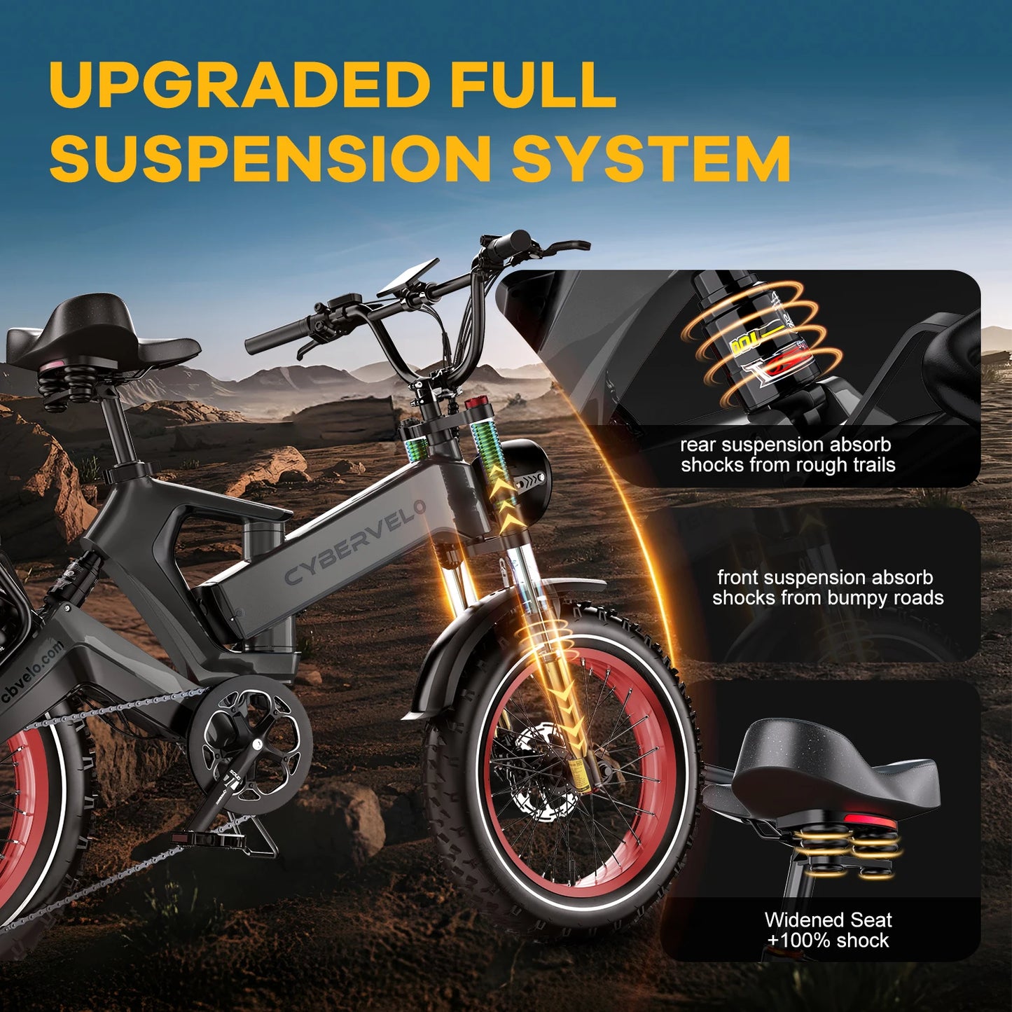 CYBERVELO EK6 Fat Tire Foldable 2000W Ebike 48V Battery