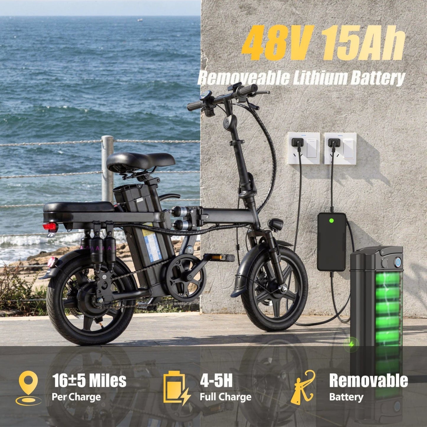 Foldable 500W Electric Bicycle For Adults 48V 15Ah