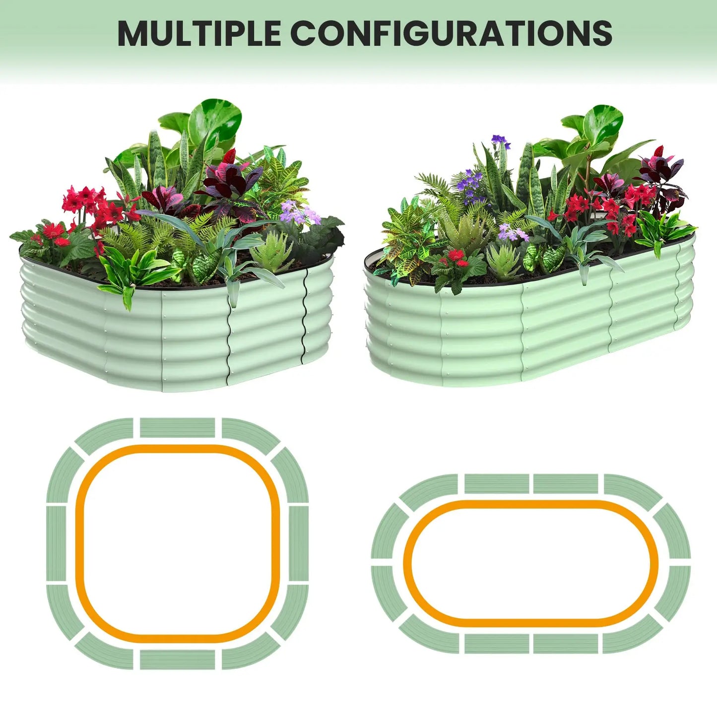 HiMISS 2-Pack Oval Galvanized Steel Raised Garden Bed