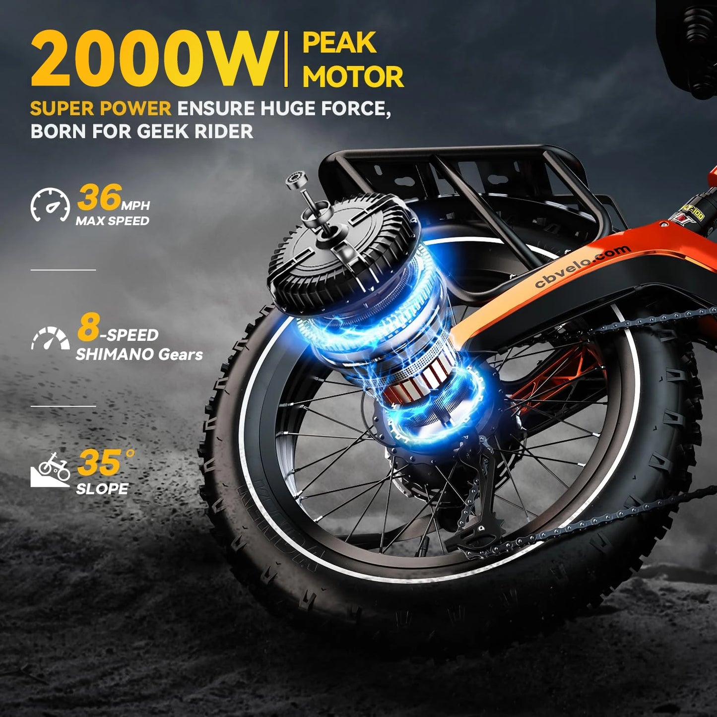 CYBERVELO EK6 Fat Tire Foldable 2000W Ebike 48V Battery