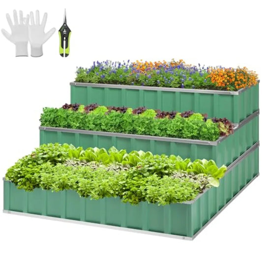 Three Tier Metal Raised Garden Bed Galvanized Steel