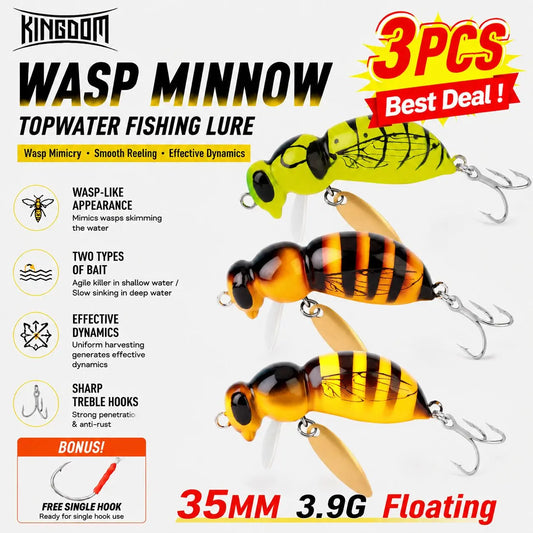 Kingdom Wasp Minnow Floating Lure With Spinner