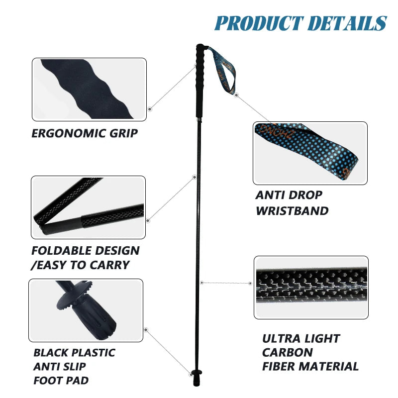 OKHEALING Carbon Fiber Trekking Poles Collapsible