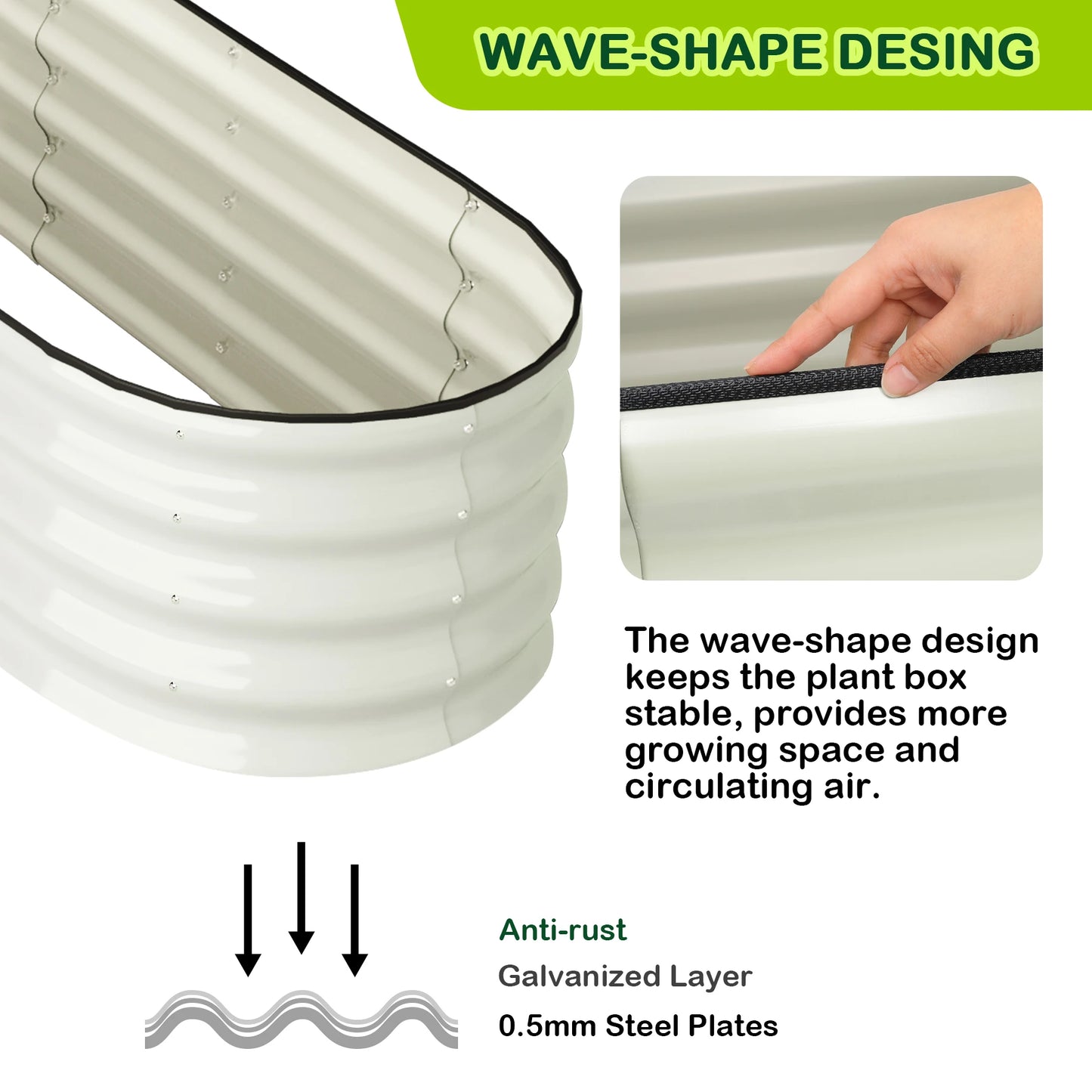 HiMISS Oval Galvanized Raised Garden Beds 2 Pack
