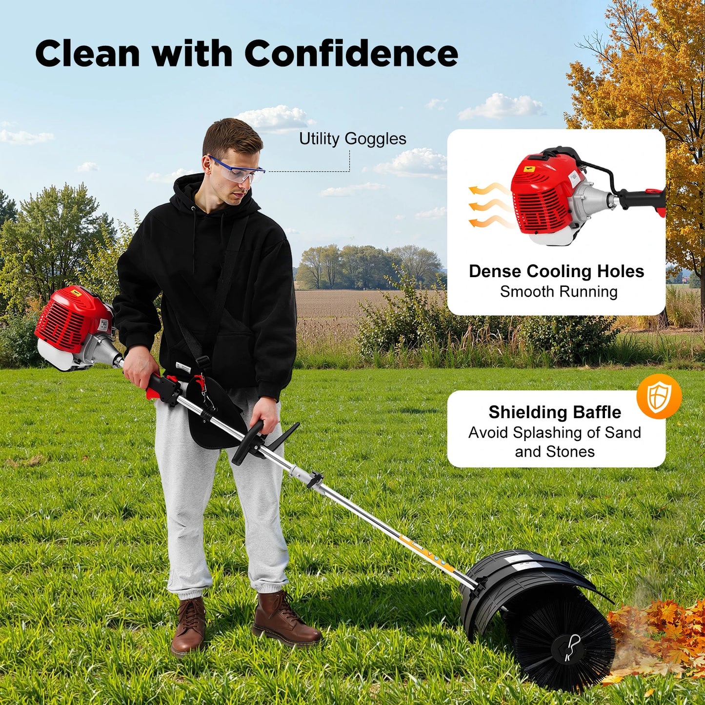 Gasoline Handheld Sweeper 2 Stroke With Wide Broom