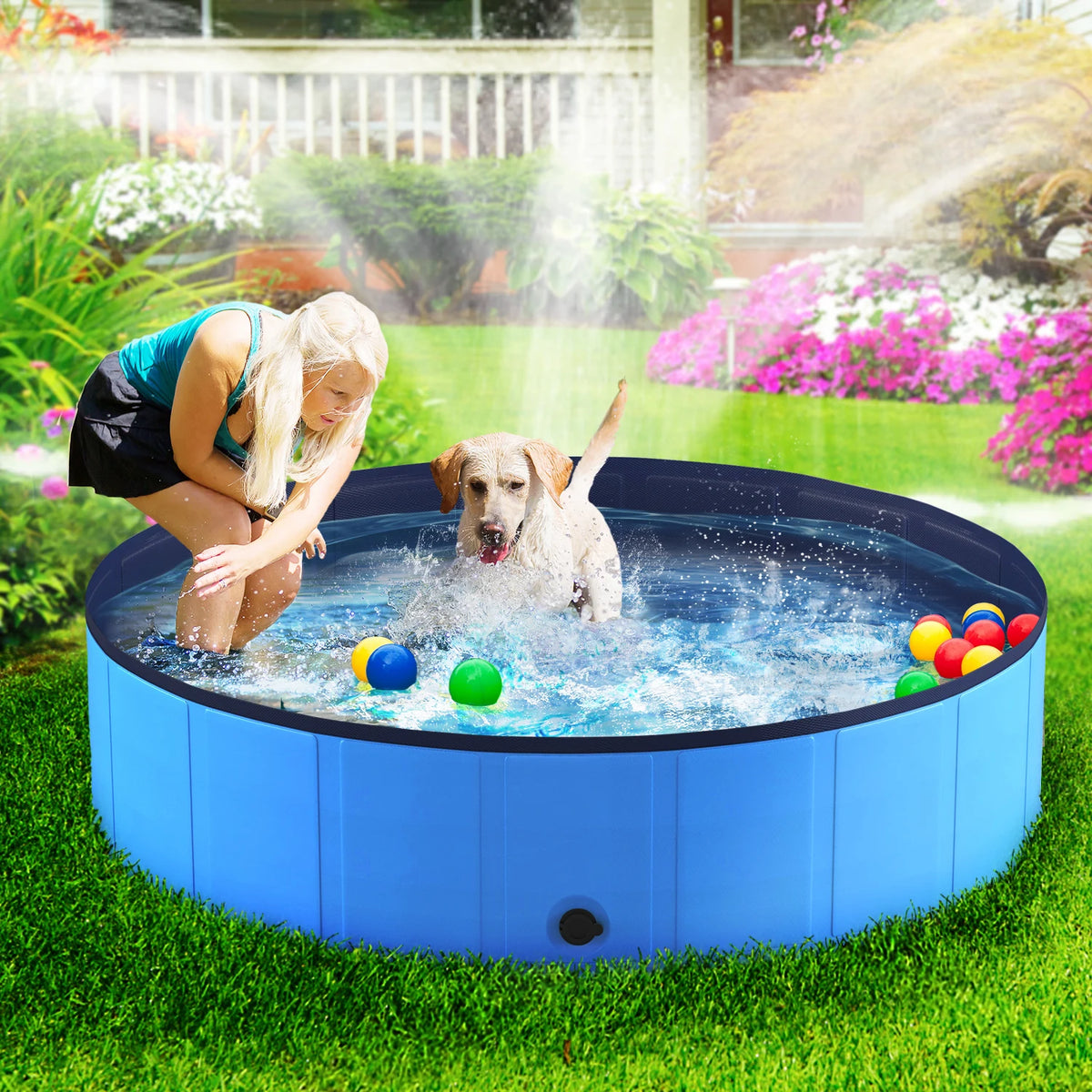 Niubya Portable Foldable Dog Pool Bath Tub
