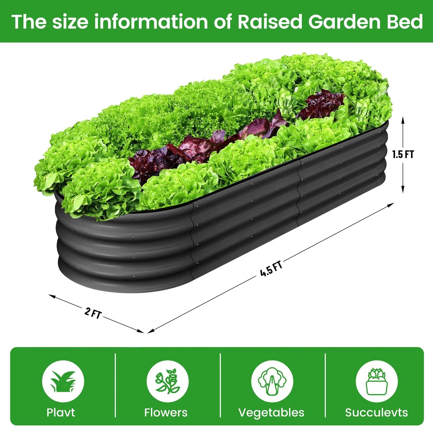 HiMISS 2-Pack Oval Galvanized Steel Raised Garden Bed
