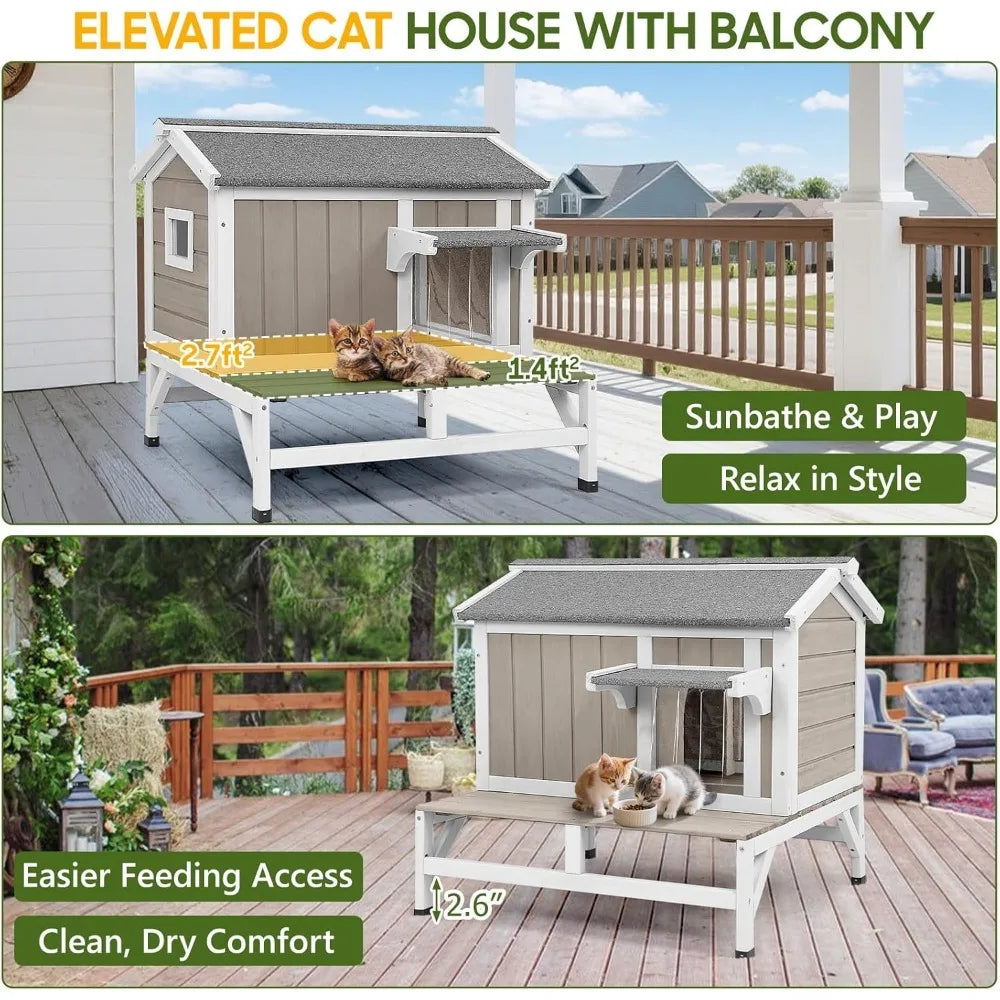 Wooden Outdoor Cat House Shelter For Pets