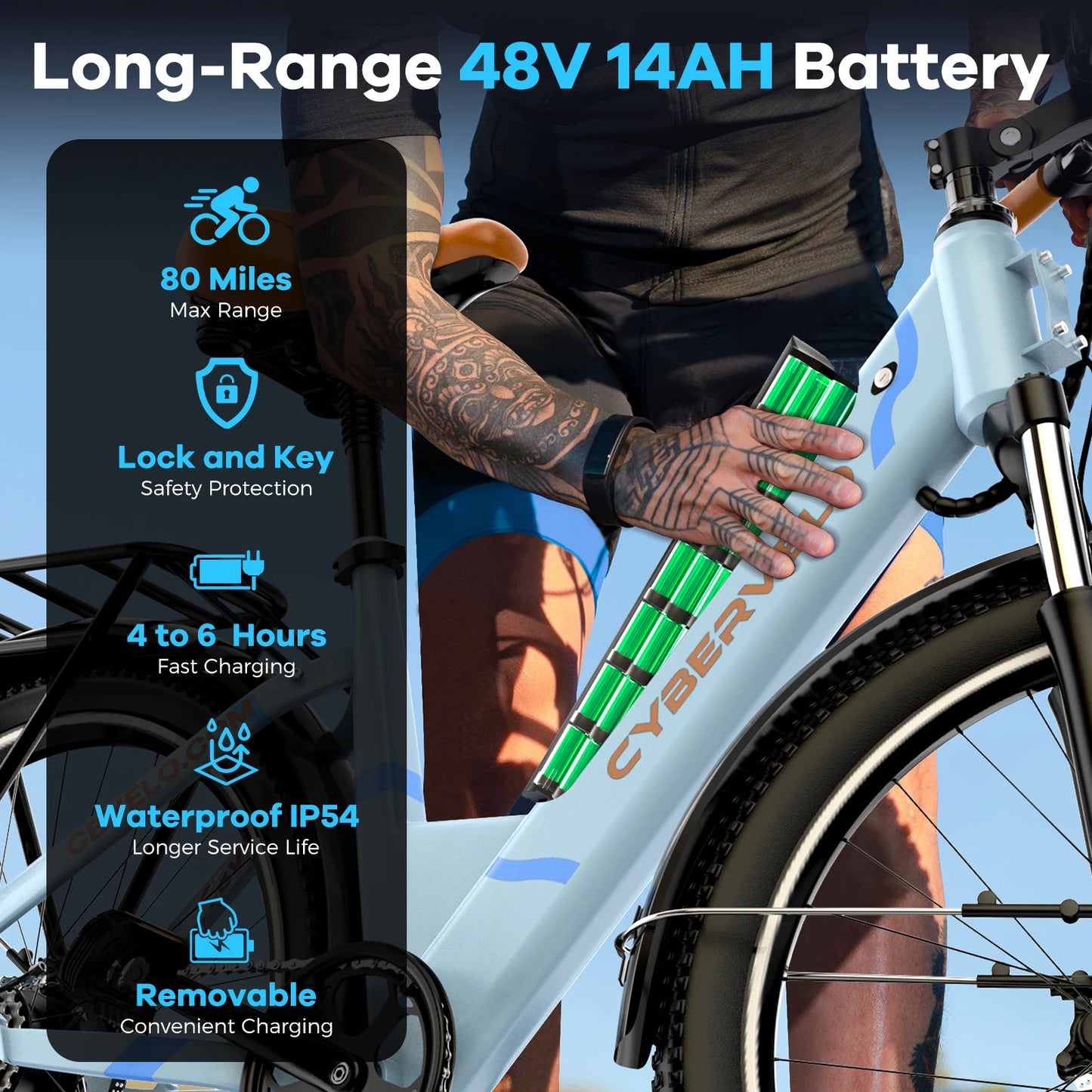 CYBERVELO EK2 Urban Commute Electric Bike 48V 1000W
