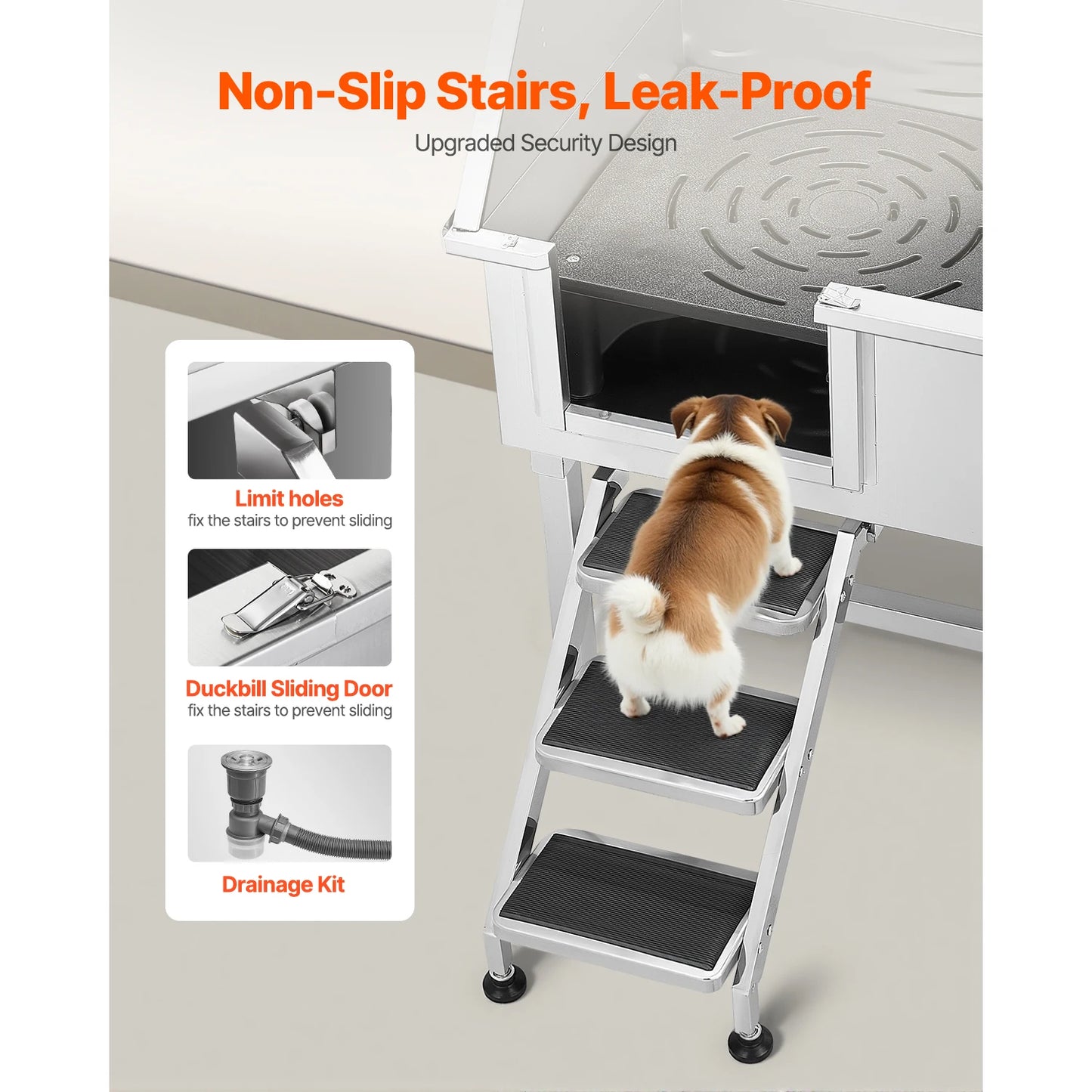 SucceBuy Stainless Steel Dog Washing Station With Faucet