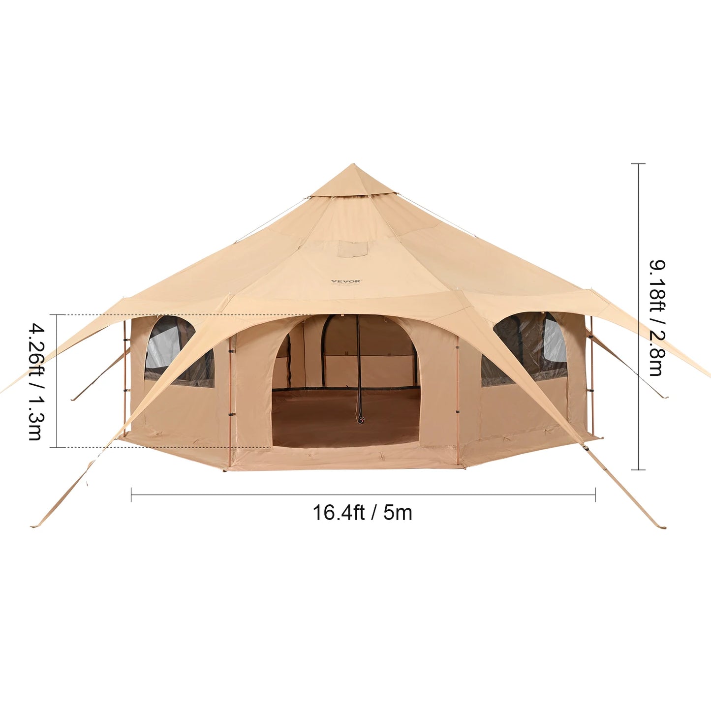 SucceBuy Canvas Bell Tent For Camping Holds Up To 8