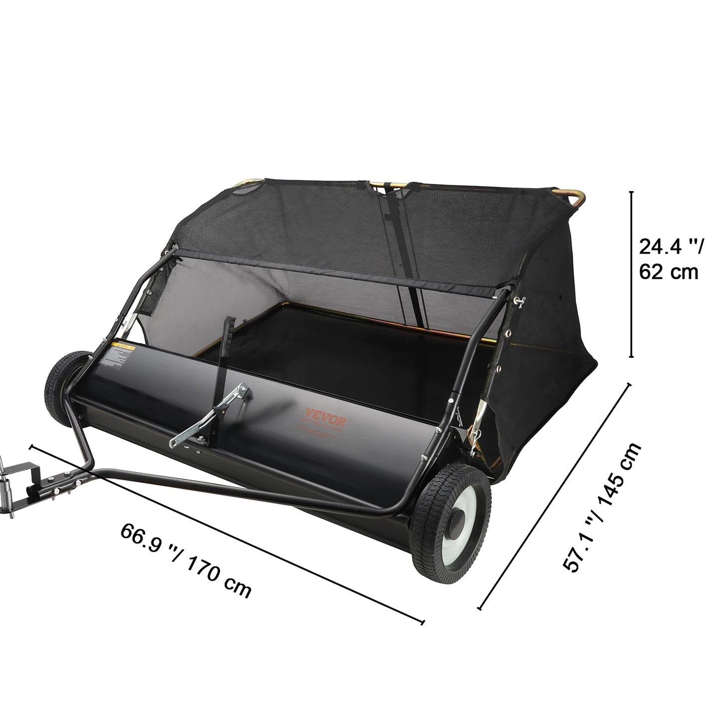 SucceBuy Tow Behind Lawn Sweeper With Adjustable Sweep