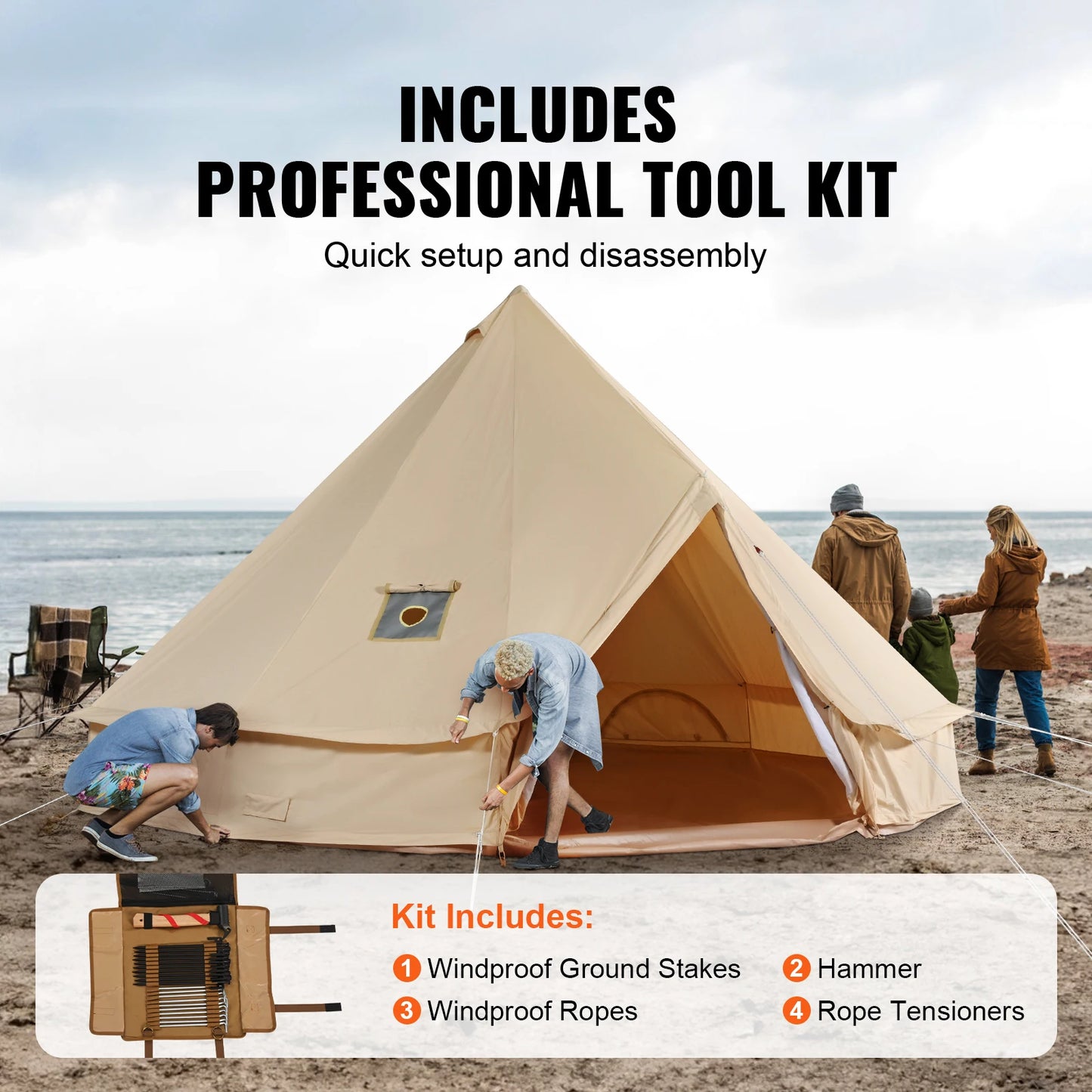 SucceBuy Canvas Bell Tent For Camping Holds Up To 8
