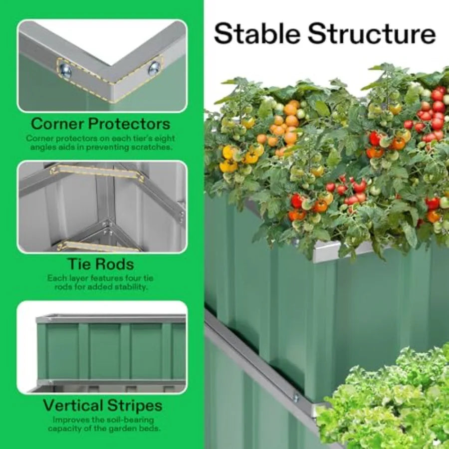 Three Tier Metal Raised Garden Bed Galvanized Steel