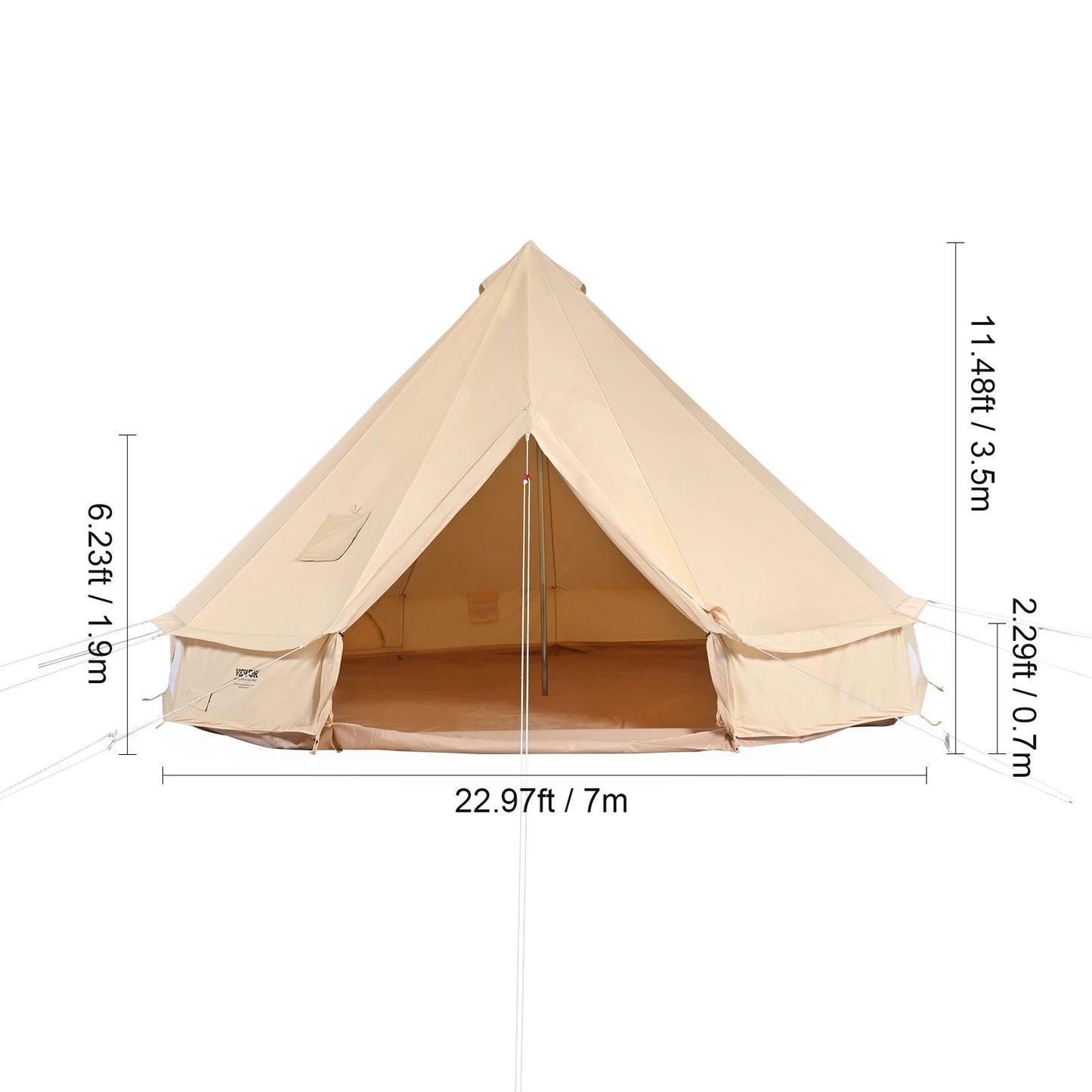 SucceBuy Canvas Bell Tent For Camping Holds Up To 8
