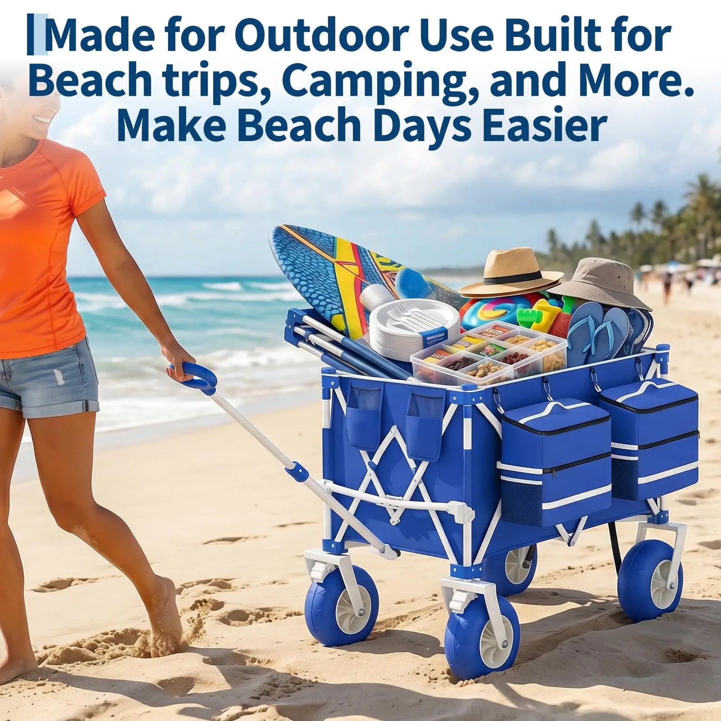 HiMISS Heavy Duty Beach Wagon 460Lbs All Terrain Wheels