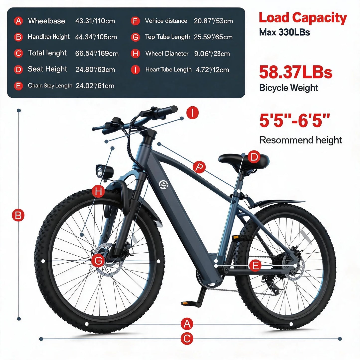 26 Inch E Bike Commute 350W Motor Sealed Bearings