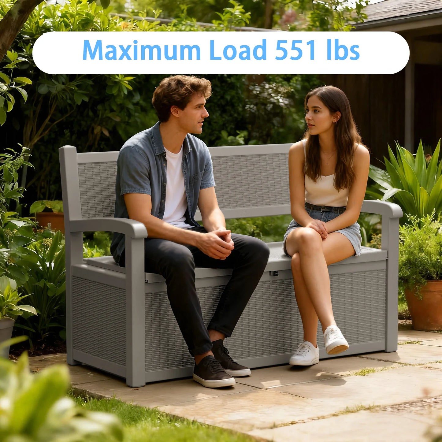 Outdoor Storage Bench With Rattan Look And Storage Box