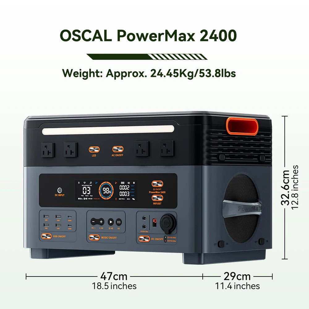 OSCAL 2048Wh LiFePO4 Portable Power Station 2400W