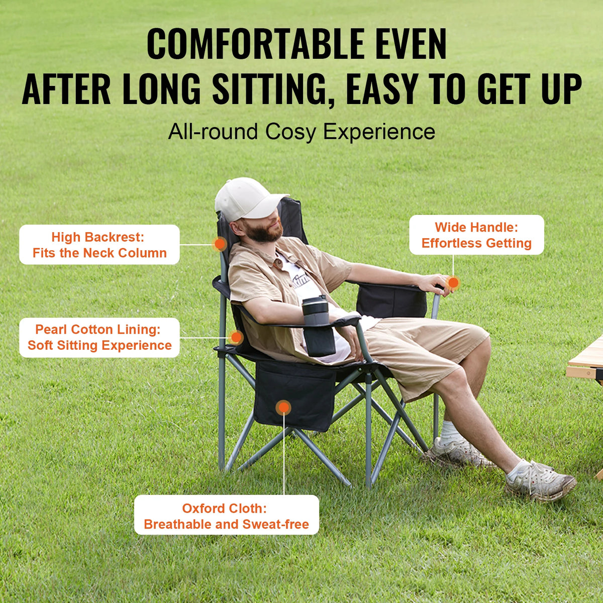 VEVOR Portable Folding Camping Chair With Lumbar Support