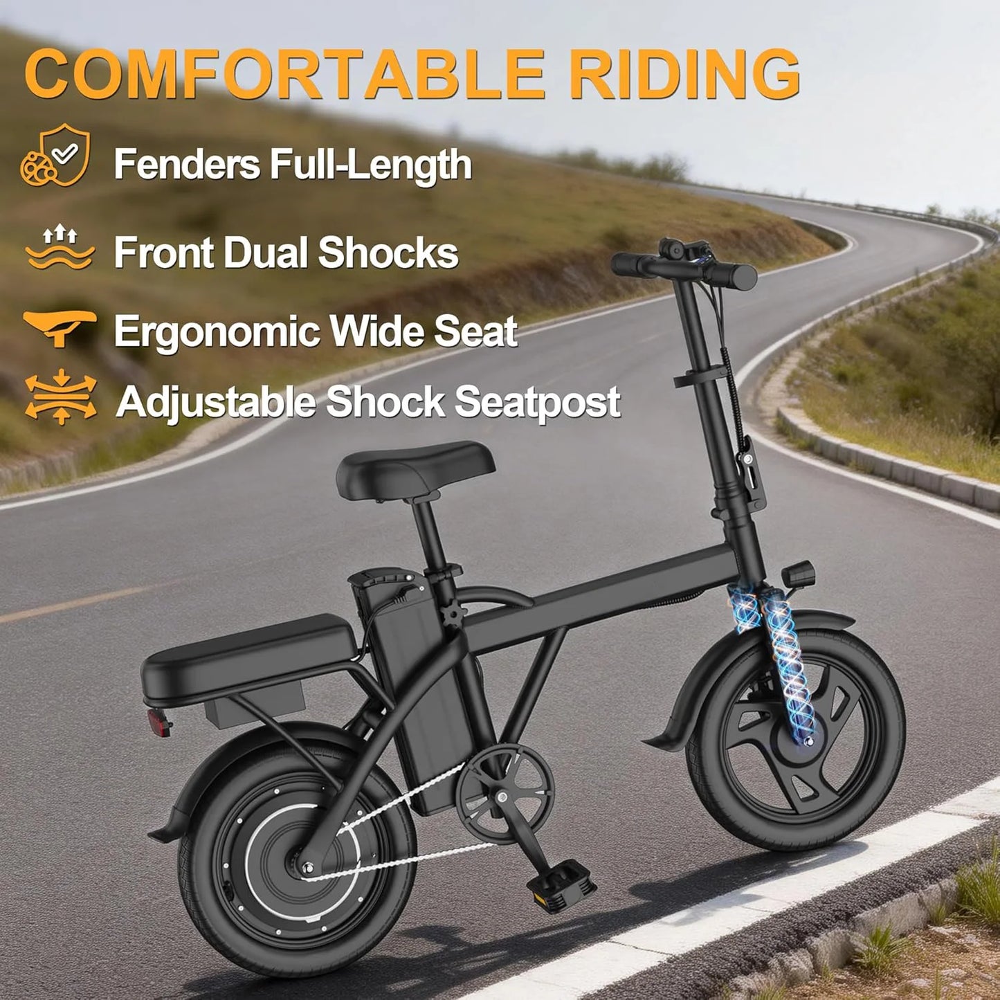 Ladped Foldable Electric Bike 500W Two Seat Long Range